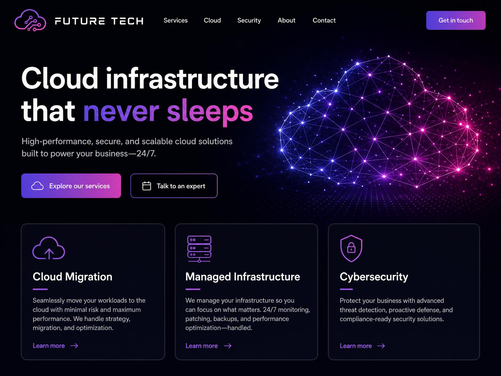 Website designed by Tech Website Pro for Future Tech, Cloud Infrastructure & IT Services — UK